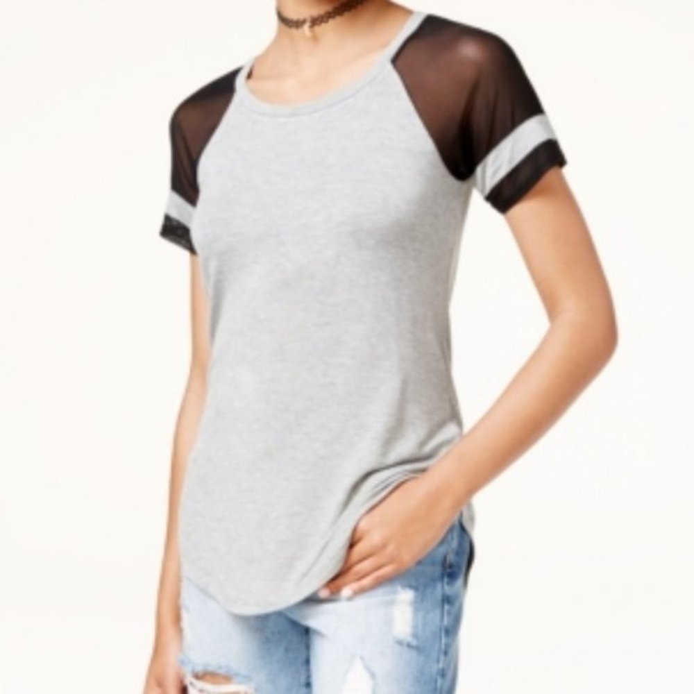 Sale! Gray Football Tee Shirt Mesh Sleeves Sz Med